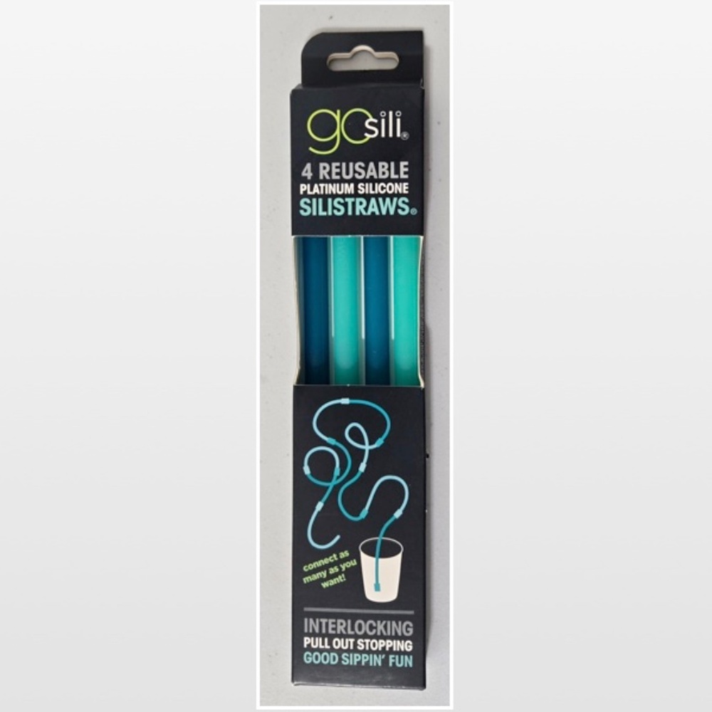 New GoSili Straw Interlocking Pack Silicone Reusable 8” 4pk Eco Friendly Drinkin